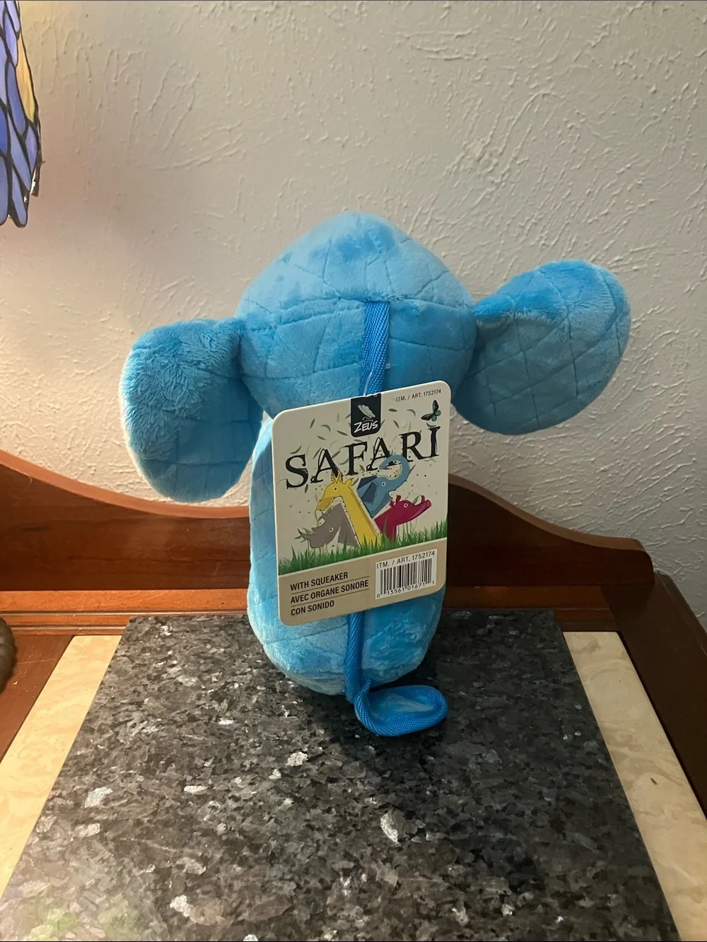 Blue Plush Elephant Dog Toy - Soft Squeaky Chew Toy